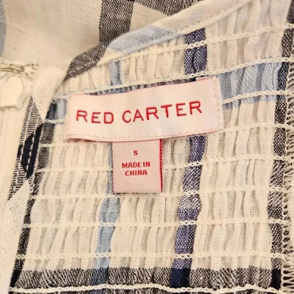Red Carter Lola Plaid Gingham Linen Cotton Blend Jumpsuit Blue White Size Small. - Picture 16 of 16